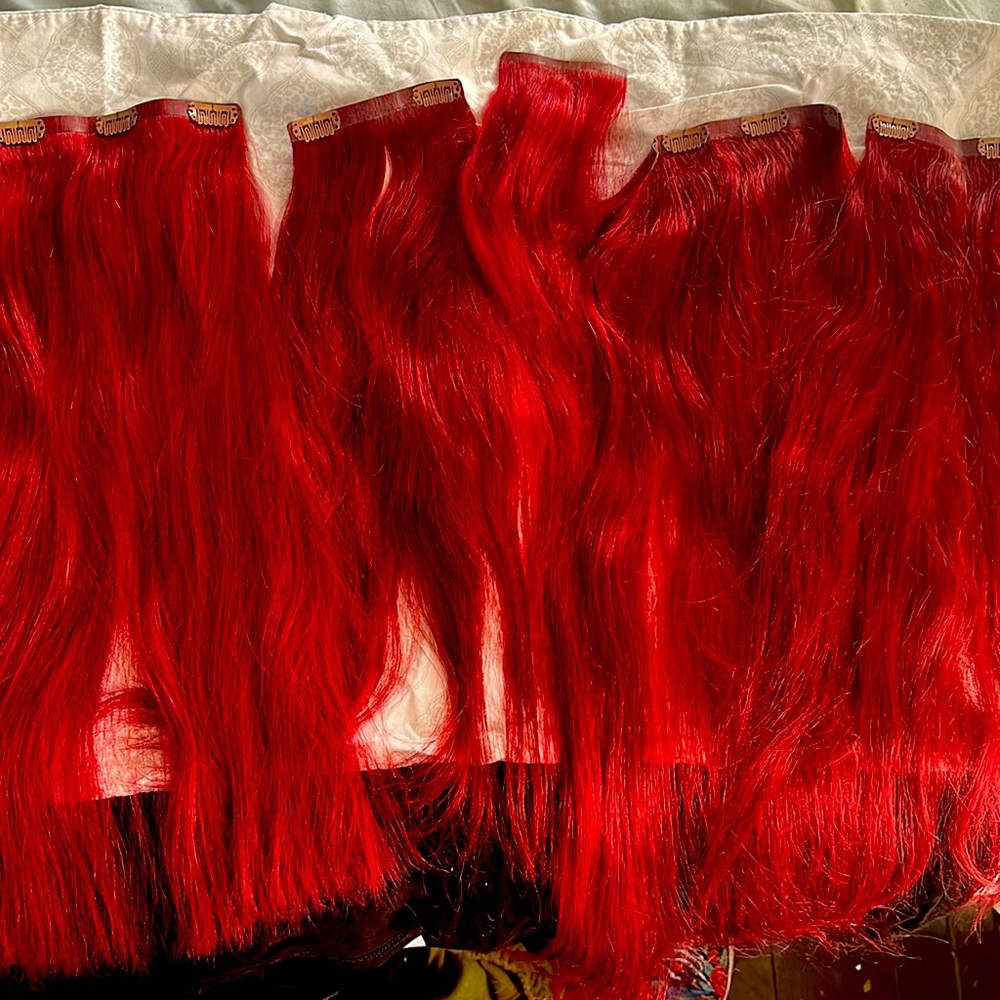 22” red extensions from Bellami Hair